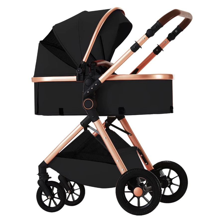 B.childhood 2-in-1 Kinderwagen in Schwarz mit wendbarem Sitz und faltbarem Säuglingsbuggy - Bild 4