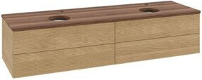 V&B Waschtischunterschrank Antao mit Frontstruktur, Wandhängend, Farbe: Weiß und Eiche Honig, B: 160 cm, T: 50 cm - Bild 1