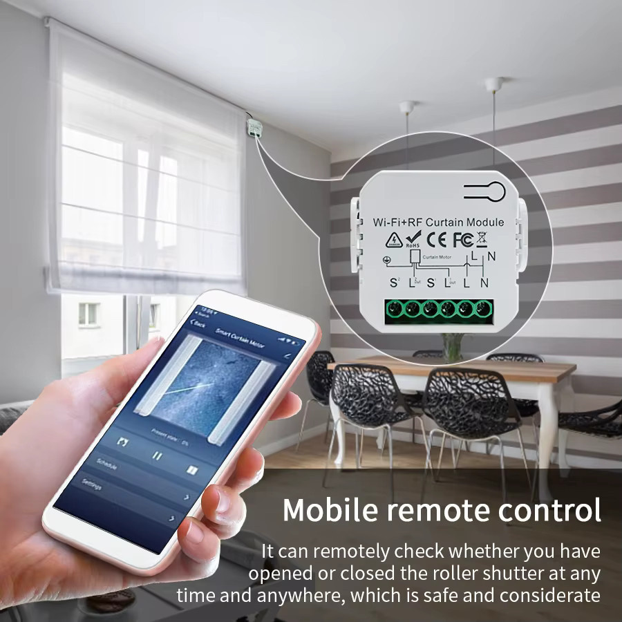 Tuya Smart WiFi Vorhangschalter für Rollläden und Jalousien mit RF433MHz Fernbedienung, Farbe: Weiß, kompatibel mit Smart Life App, Google Home und Alexa - Bild 2
