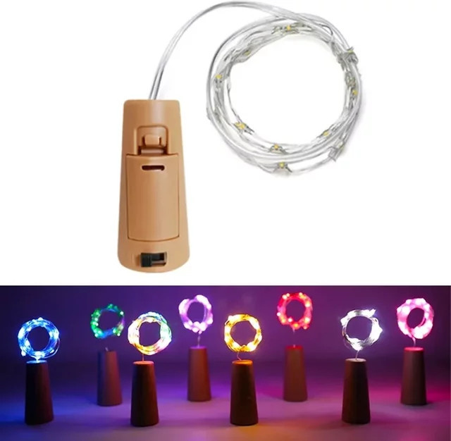LED-Lichterkette für Weinflaschen mit Korken für Weihnachtsbaum, Hochzeit und Party, transparent - Bild 1