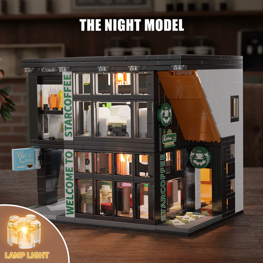 CETYL Bausteine Set Stadt Street View Kaffee Shop Modell aus 587 Teilen, Mehrfarbiges Pädagogisches Spielzeug für Kinder ab 6 Jahren - Bild 2
