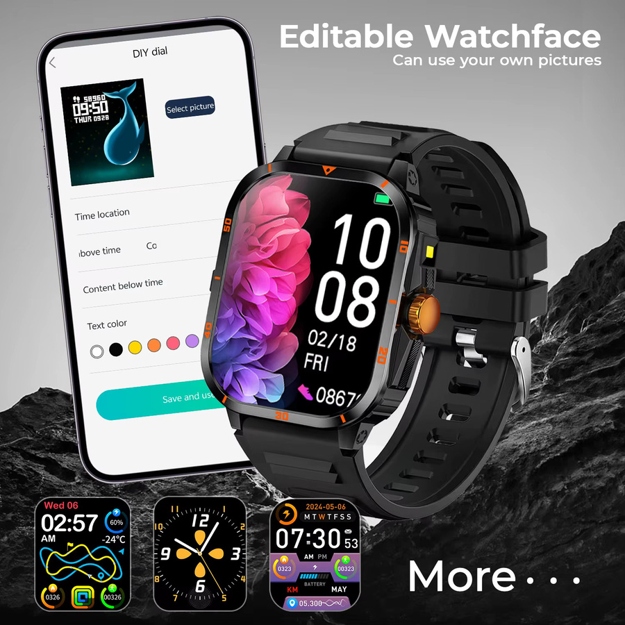 SIMSONLAB Smartwatch, 2,01 Zoll, Schwarz, Silikon, Herren - Bild 5