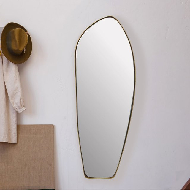 Asymmetrischer Wandspiegel von KADIMA DESIGN in Gold aus Metall, Modern, B: 33 cm, H: 90 cm - Bild 1