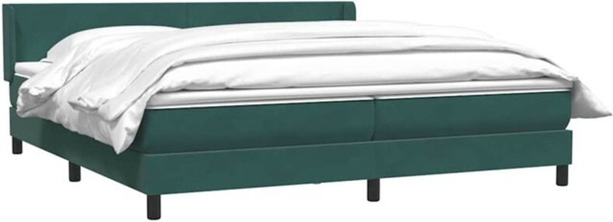vidaxl Boxspringbett mit Matratze in Dunkelgrün aus Samt, B/T: 180 x 220 cm - Bild 1