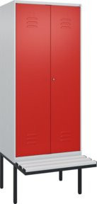 C+P PSA Doppel-Spind Classic PLUS Sitzbank mit 2 Abteilen und auskragender Kunststoff-Sitzfläche, B/T/H: 212,0 x 80,0 x 81,5 cm - Bild 1
