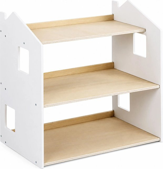 Relaxdays Kinderregal aus MDF und Sperrholz in Hausform, Montessori-inspiriert, B/H/T: 59 x 61 x 39 cm - Bild 1