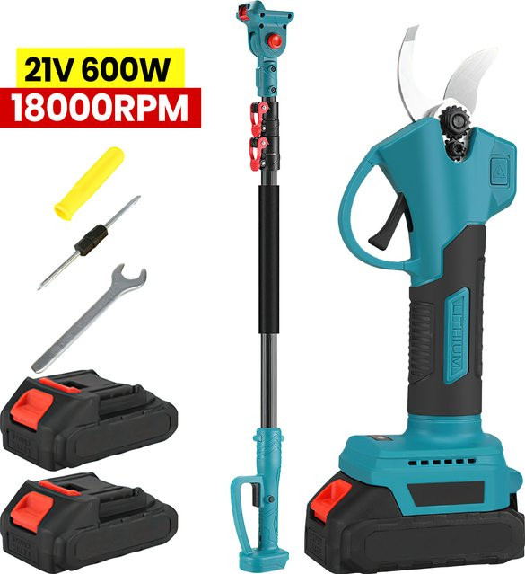 Elektrische Astschere mit 2m Teleskopstange und Hochastsäge für 21V Makita Akku, Blau - Bild 1