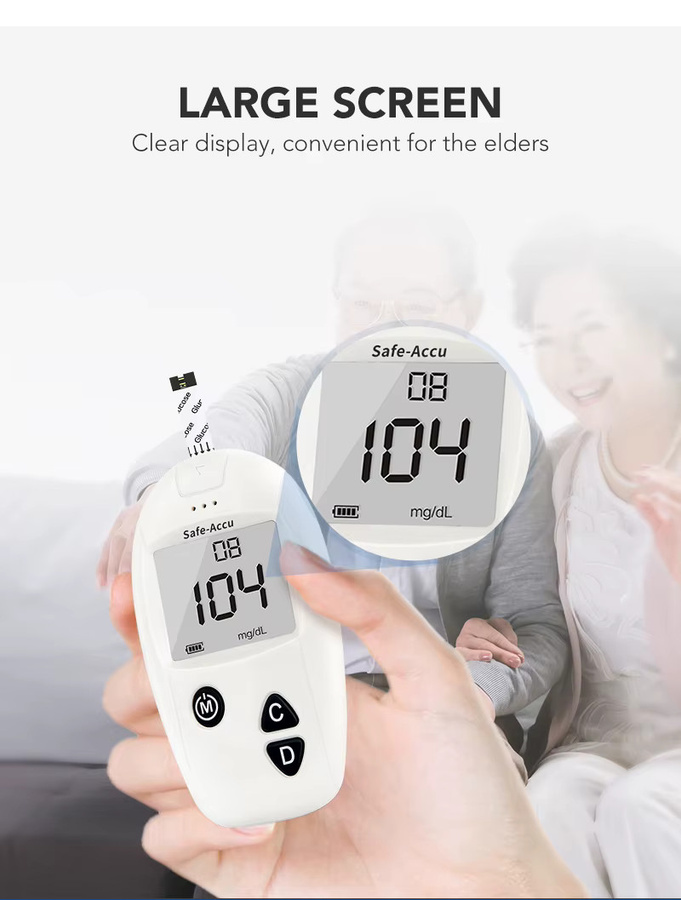 Sinocare Safe-Accu Blutzuckermessgerät Kit in Weiß mit 50 oder 100 Teststreifen und Lanzetten - Bild 3