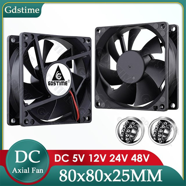 Gdstime Dual Ball Axial Lüfter 8025 für PC CPU und Schrankkühlung, Schwarz, B: 80 mm, T: 80 mm, H: 25 mm - Bild 1