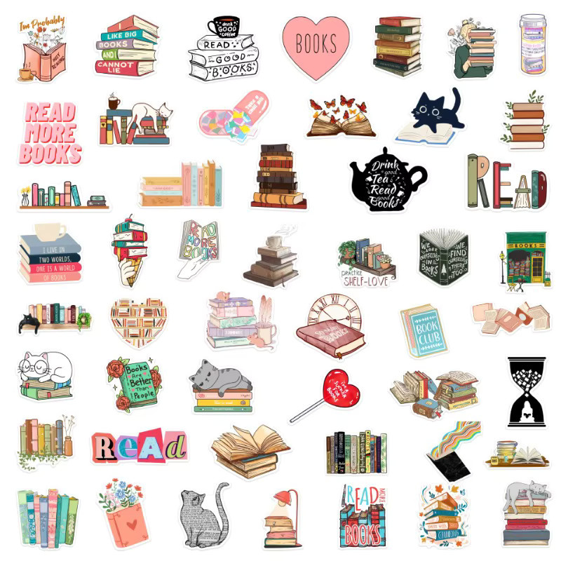 Bunte Lesebücher Aufkleber aus Papier für DIY Scrapbooking und Dekoration, Mehrfarbig - Bild 2