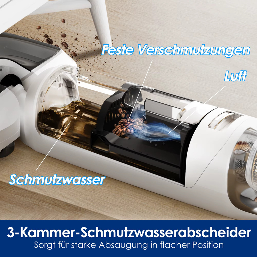 Tineco Floor One Stretch S6 Nass-Trockensauger in Weiß mit 180 Grad Flachdesign, 13 cm Liegehöhe und Selbstreinigung durch 70 Grad FlashDry - Bild 3