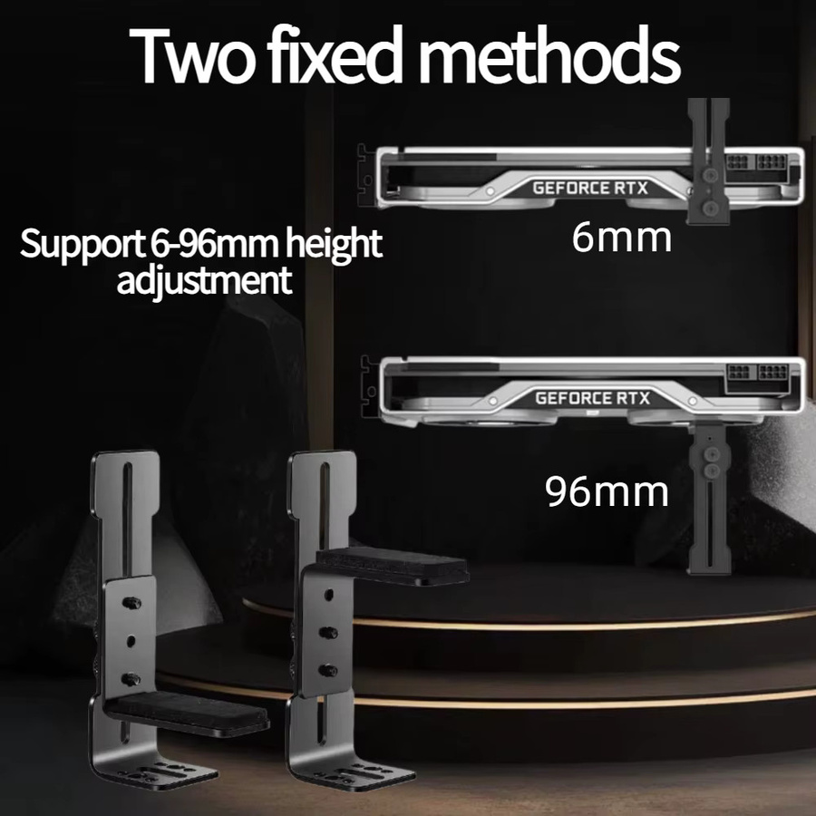 TISHRIC GPU-Stützrahmen Schwarz mit 12cm Lüfterposition für ITX und RTX 4090 4080 Serie Universalhalterung - Bild 5