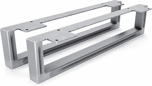 HEVVA Möbelfüße GRAZ 2er Set aus Rohstahl in Silber Matt, Höhe: 10 cm, Tiefe: 45 cm - Bild 1