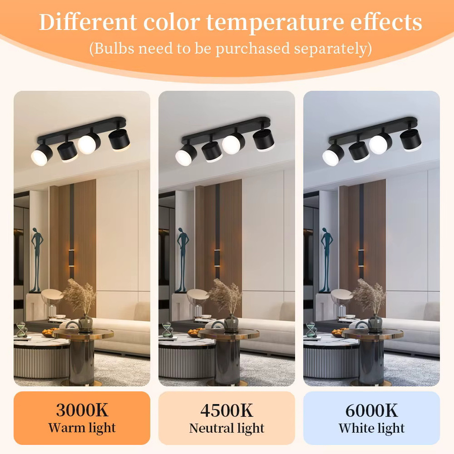 CANMEIJIA GX53 Schienenstrahler in Schwarz mit 3-Farben-Lichtsteuerung, verstellbarer LED-Downlight für Wohnzimmer, Schlafzimmer und Küche - Bild 2