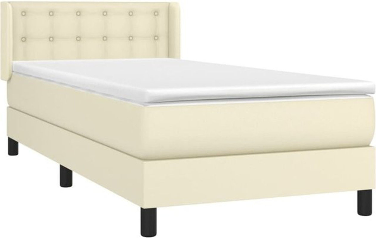 vidaxl Boxspringbett mit Matratze in Beige aus Kunstleder und Massivholz B/T/H: 80 x 200 cm - Bild 1