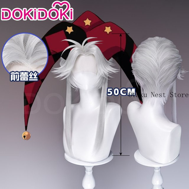 Anime The Freak Circus Pierrot Cosplay Perücke, Silberweißes Haar, Zubehör - Bild 1