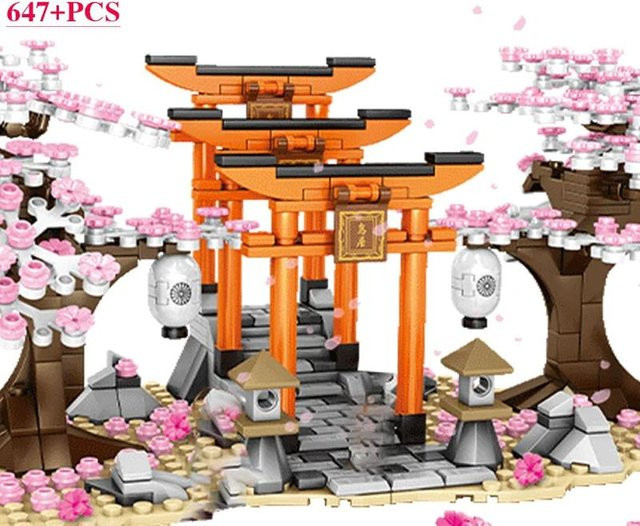 Binchi Keji Travel Sakura Street View Bausteine, Sakura Series, Stadt Kirschblüte Japanischer Sakura Baum, DIY Modellbau - Bild 1