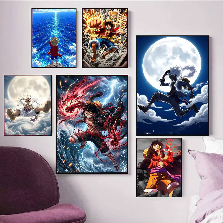 Bandai OP Luffy Poster HD Kunst, selbstklebend und wasserfest, mehrfarbig - Bild 4