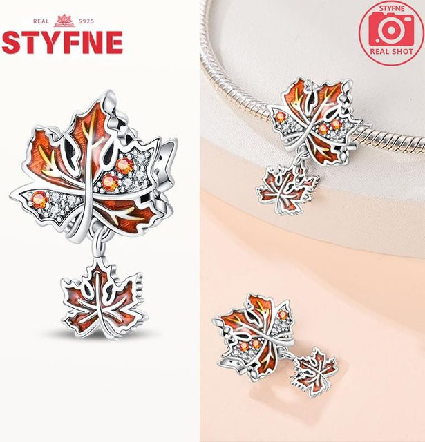 YIRAN Jewelry Ahornblatt Anhänger, Silber, Kupferfarben, Damen - Bild 1