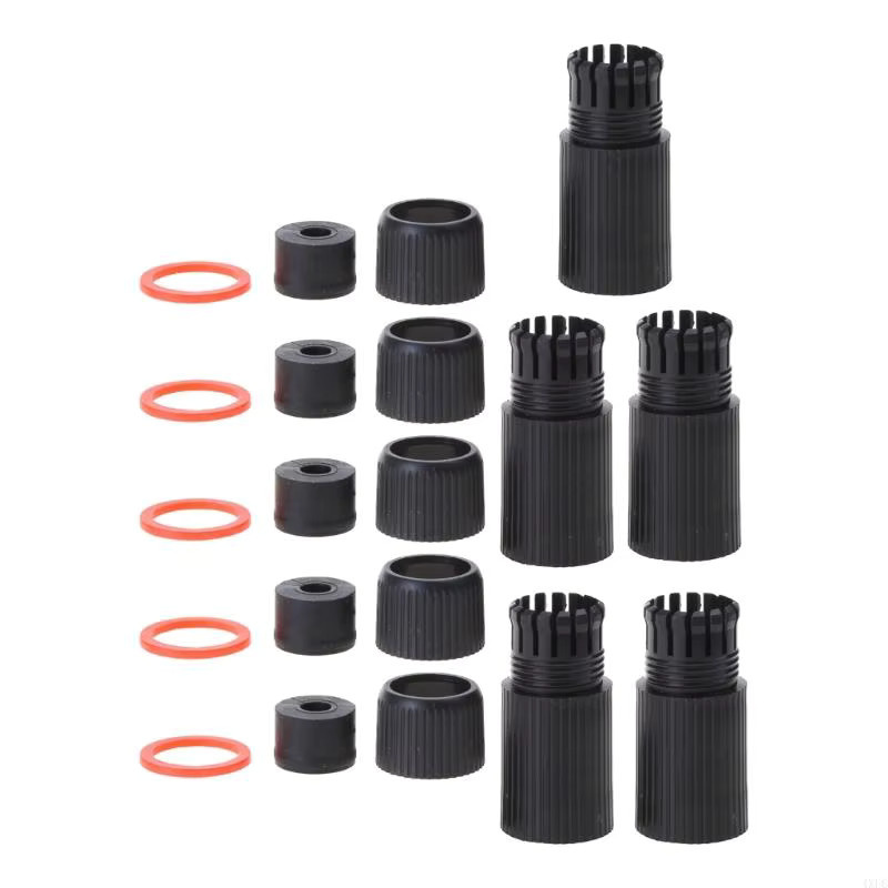OOTDTY 5er Set RJ45 Wasserdichte Stecker Kappen in Weiß und Schwarz für Outdoor Netzwerk und PoE IP Kameras - Bild 2