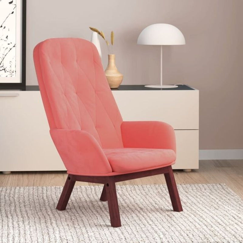 Vidaxl Relaxsessel aus Samt und Holz in Rosa im Retro-Design, B/T/H: 70 x 77 x 98 cm - Bild 1