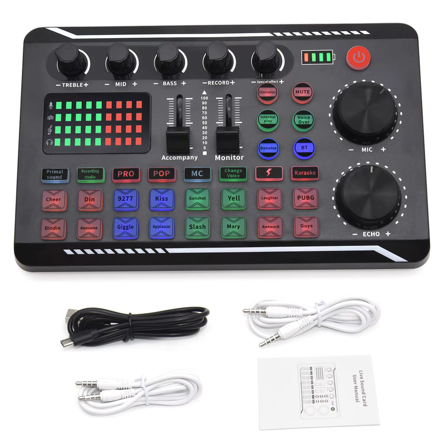 722 SEVEN HUNDRED AND TWENTY-TWO Live-Soundkarte und Audio-Interface mit DJ-Mixer-Effekten, Sprachwechsler und Bluetooth, Schwarz - Bild 4