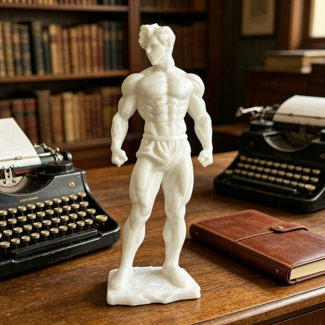 CELEBON 3D-gedruckte dekorative Figur eines muskulösen Mannes in Weiß für die Tischdekoration - Bild 1