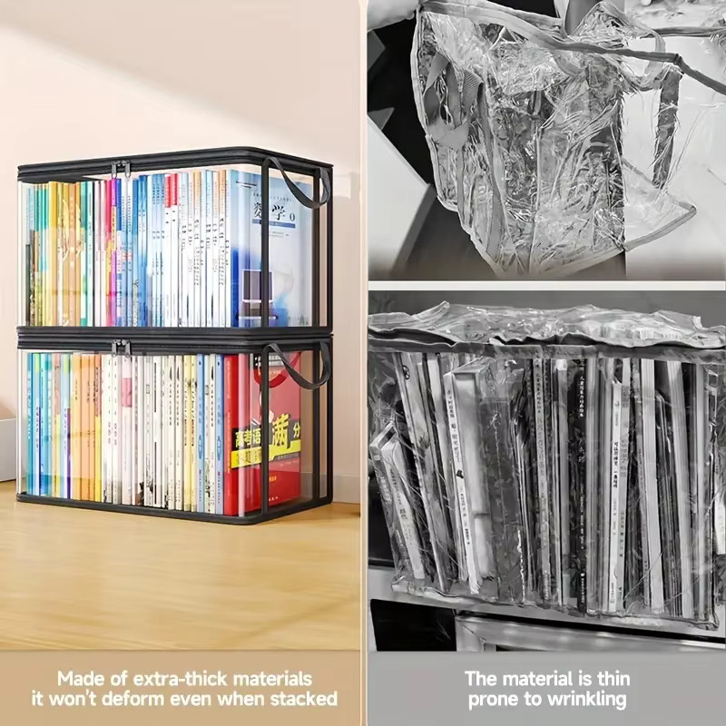 2er-Set Transparente PVC-Aufbewahrungsboxen mit Klappdeckel und Sichtfenster als Multifunktionaler Organizer für Büro und Bastelbedarf - Bild 3