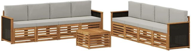 vidaXL Sofagarnitur aus Massivholz Akazie mit 9 Kissen im modernen Latten-Design - Bild 1