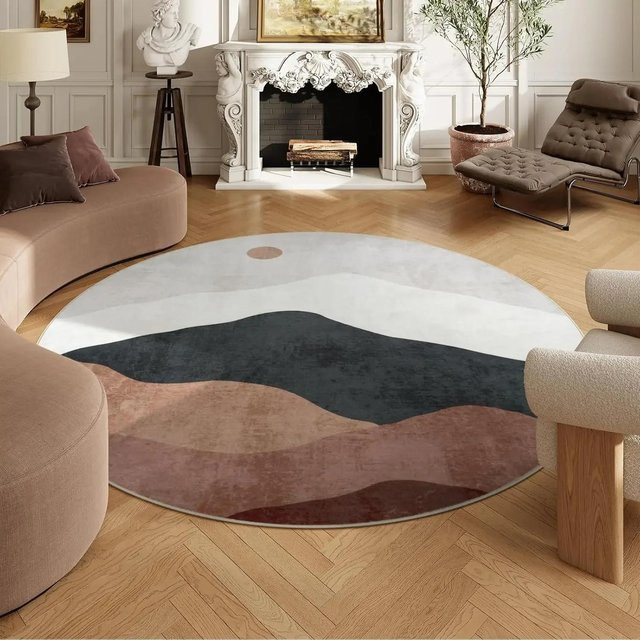 Wucifang Jewelry Runder Boho Teppich in Multicolour, Waschbarer Kaschmir-Imitat Teppich für Wohnzimmer und Schlafzimmer, Durchmesser: 60 cm - Bild 1