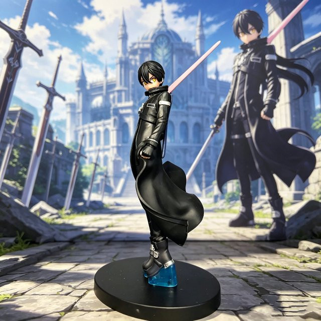 Bandai Sword Art Online Kirito Anime-Figur Schwarzer Schwertkämpfer in stehender Pose, Höhe: 17 cm - Bild 1