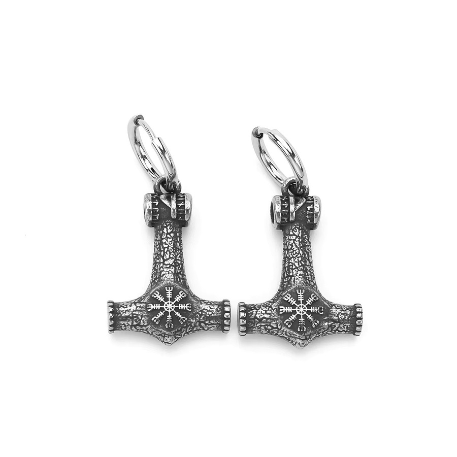 von Awe Ohrringe, Thors Hammer, Edelstahl, Schwärzung, Unisex - Bild 2