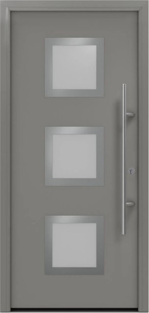 EcoStar Haustür Isopro Secur Motiv 810S in Graualuminium RAL 9007 mit Glaseinsatz, DIN links, RC2 Schutzklasse - Bild 1