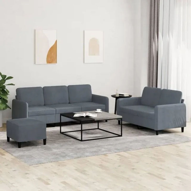 3-tlg. moderne Sofagarnitur aus Samt in Anthrazit von vidaxl - Bild 1