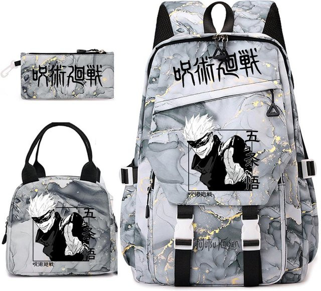 Bandai Jujutsu Kaisen Anime Schultaschen-Set aus 3 Teilen mit Rucksack, Brotdose und Federmäppchen in Multicolour - Bild 1