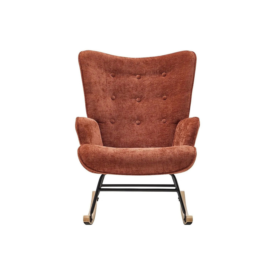 Vente-unique Sessel Elmina mit gerader Rückenlehne in Terracotta meliert aus Stoff und Holz, Breite: 86 cm, Tiefe: 91 cm, Höhe: 68 cm - Bild 2