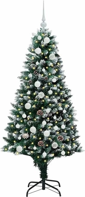 vidaXL Künstlicher Weihnachtsbaum mit 150 warmweißen LEDs in Grün, Höhe: 150 cm - Bild 1