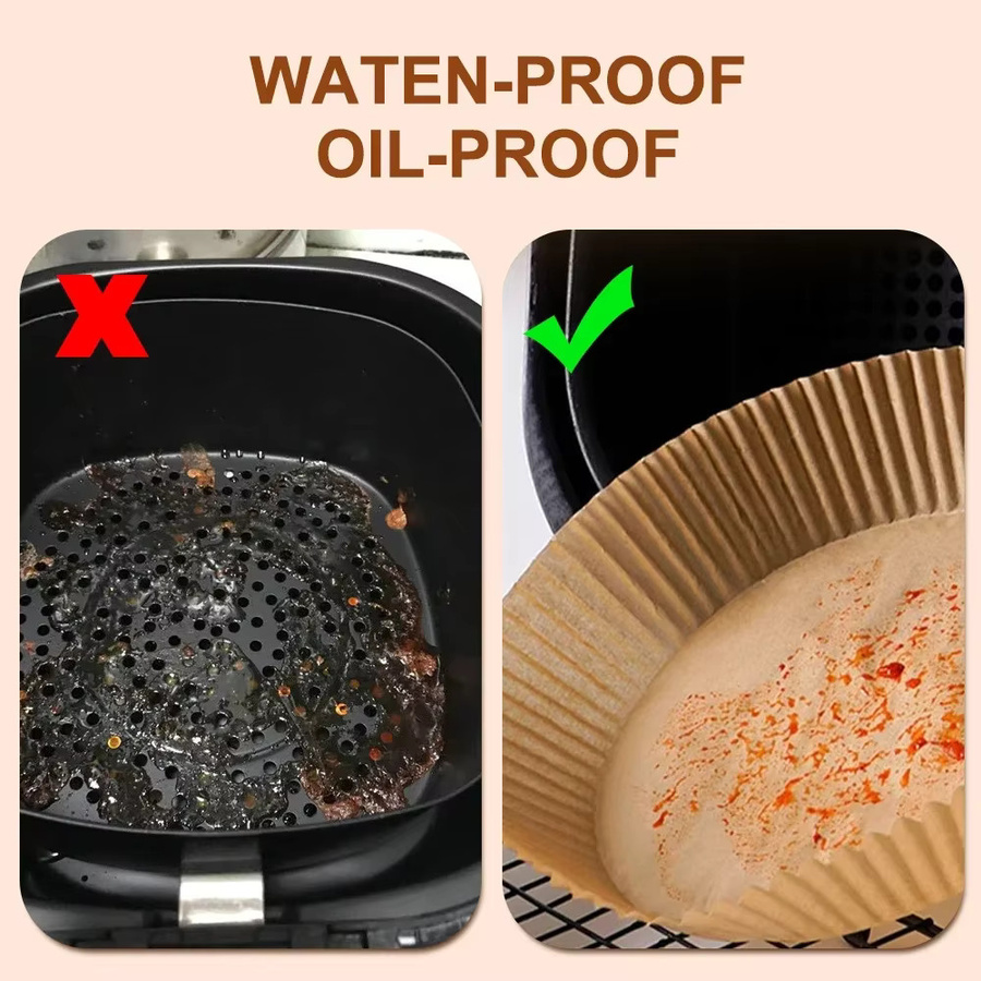 DAWNHOPE Air Fryer Spezialpapier Einweg Backpapier Ölabsorbierend und Ölbeständig, 50 Stück, Braun - Bild 4
