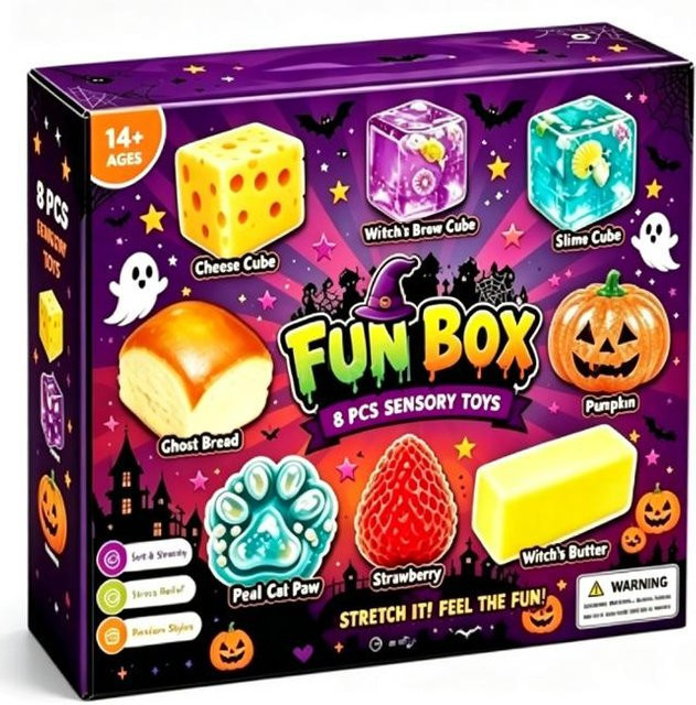 PRELEXT Maltose Squishy, 8-teiliges Set, Halloween Countdown-Kalender - Bild 1