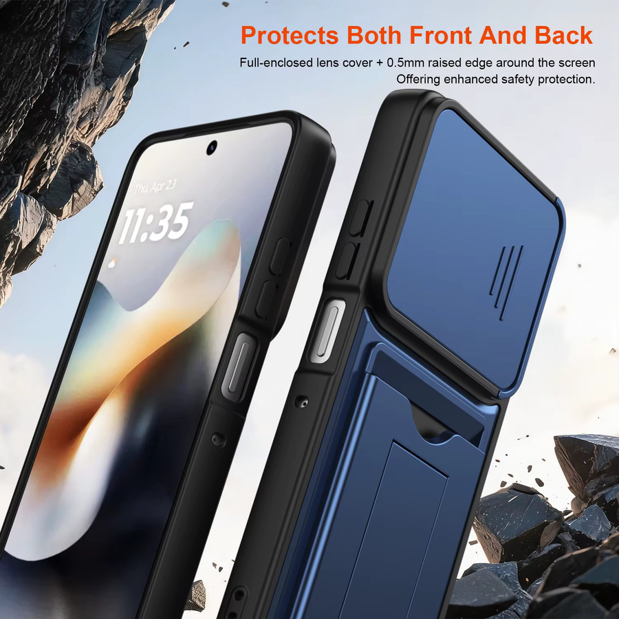Motorola Handyhülle mit Kartenhalter und Ständerfunktion in Orange für Edge 60 Pro, 70 Fusion, X70 AIR, Moto Signature, G86, G85, G56 - Bild 5