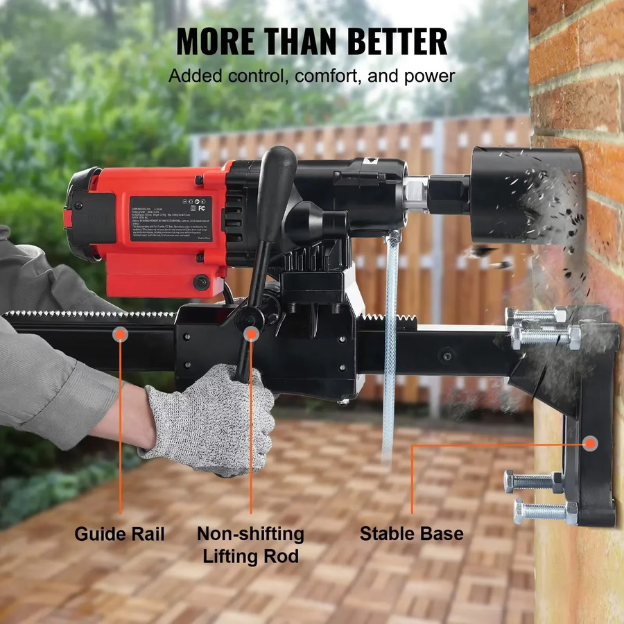 VEVOR Nass-Trocken-Diamantbohrmaschine 3200W mit 750 U/min für Beton inklusive Halterung und Wasserbohrvorrichtung - Bild 7