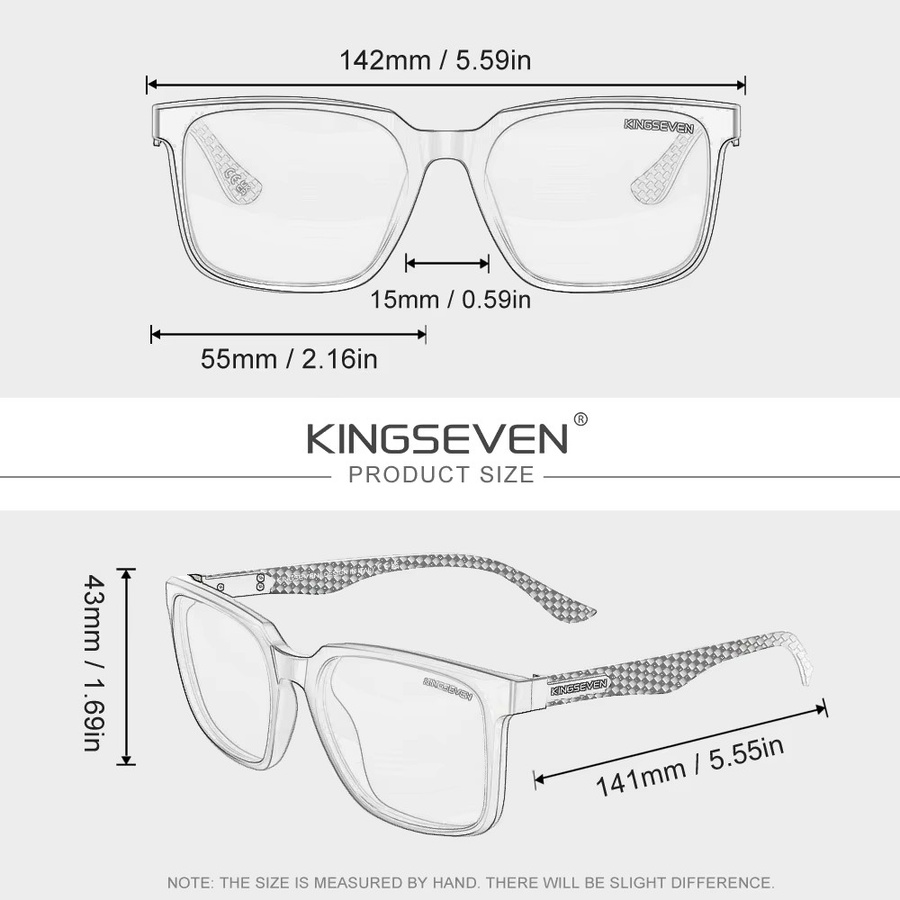 KINGSEVEN Sonnenbrille, Carbon Faser, Vollrand, Square, Schwarz, Herren - Bild 3
