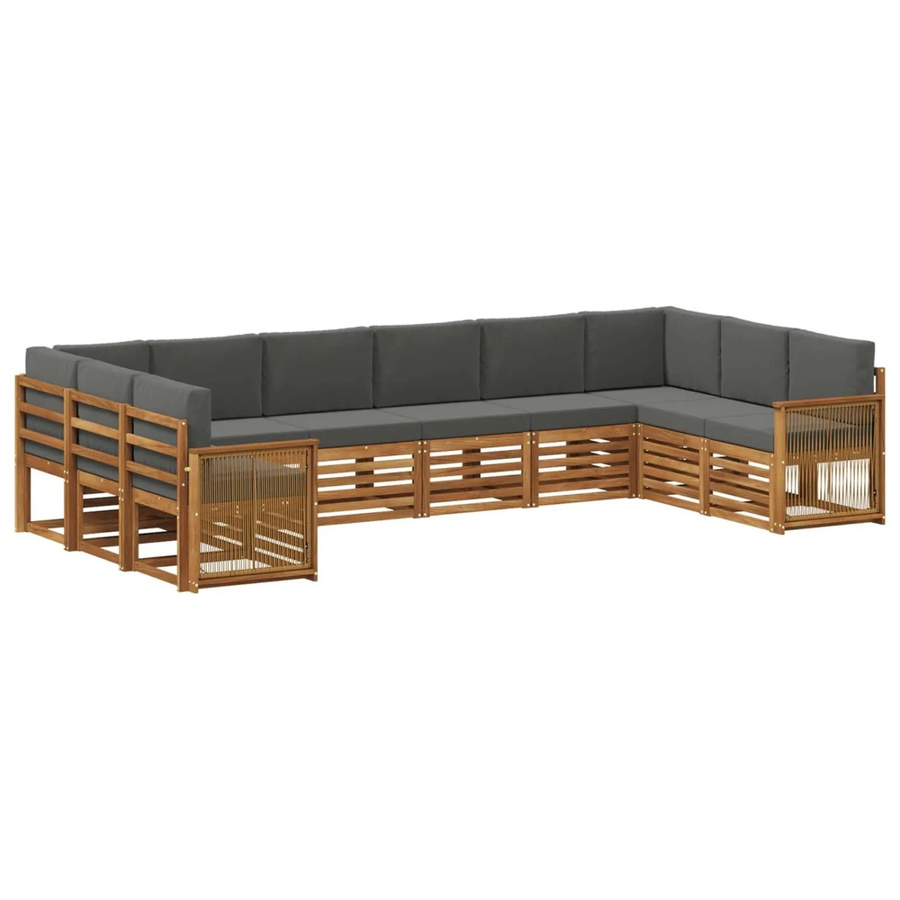 vidaXL Ecksofa Set in L-Form aus massivem Akazienholz mit Kissen in Anthrazit - Bild 2