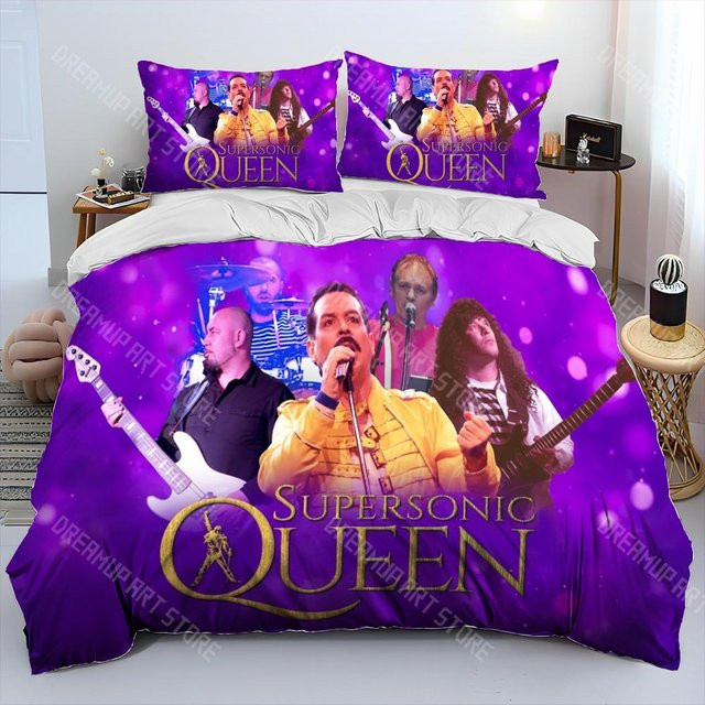 Bettwäscheset Freddie Mercury Queen Rockband von Lodestar in Lila, King Queen Size mit Bettbezug und Kissenbezug, B/B: 228 x 228 cm - Bild 1
