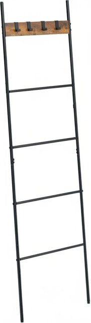Relaxdays Handtuchleiter mit 4 Sprossen im Industrial-Design aus Stahl und MDF, Schwarz Braun, Höhe: 160,5 cm, Breite: 44 cm, Tiefe: 1,5 cm - Bild 1