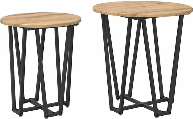 vidaXL Beistelltisch-Set 2-teilig Artisan Eiche und Schwarz aus Metall und Holz - Bild 1