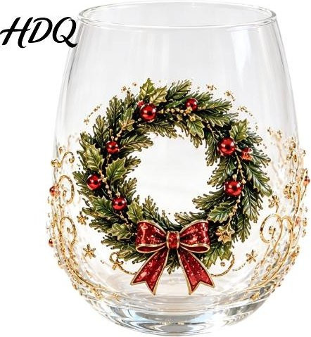 SUNJOY HOUSE Weihnachtlicher Glasbecher mit 3D-Weihnachtsmann-Muster, bauchige Teetasse in Transparent - Bild 1