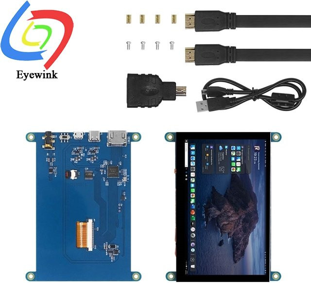 EYEWINK 4,3 Zoll Raspberry Pi HDMI-Monitor mit USB-Kapazitivem Touchscreen in Schwarz - Bild 1