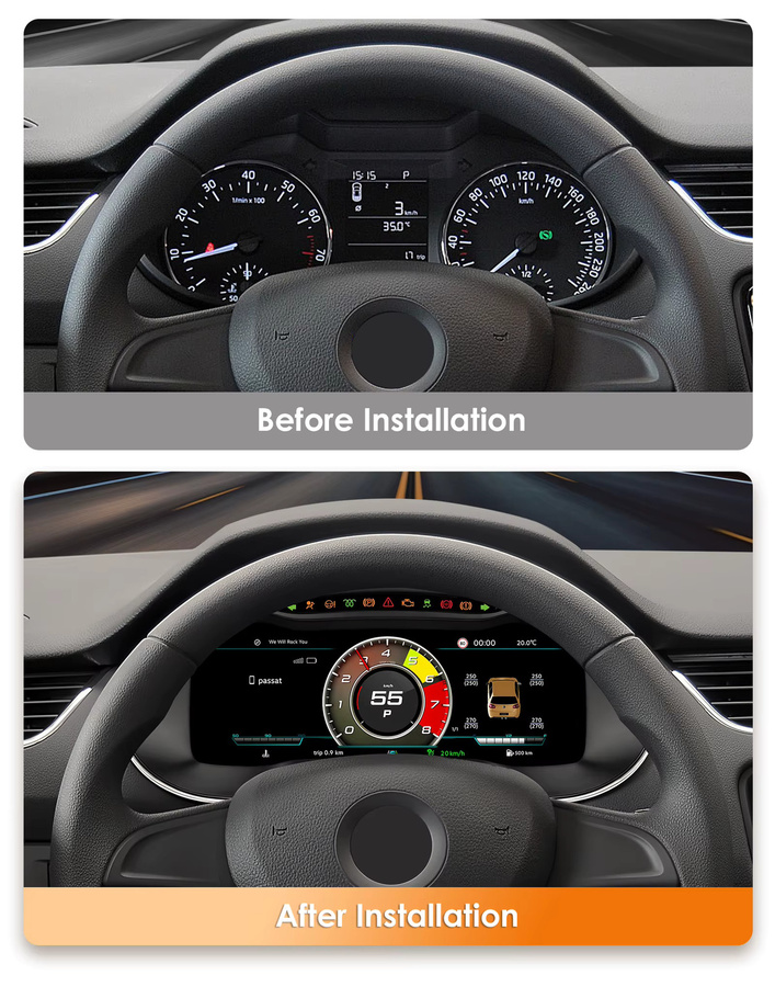OSSURET Digitales Kombiinstrument für Skoda Octavia MK3 2014-2020 Virtuelles Cockpit mit 12,3-Zoll-LCD-Bildschirm, CarPlay und Android Auto, Schwarz - Bild 2