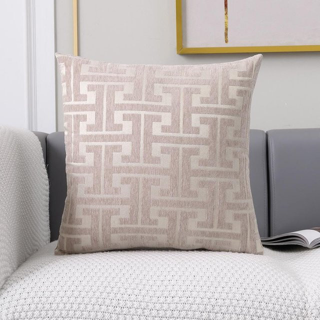 HASE FiFi Luxus Chenille Kissenhülle Jacquard Dekorative Kissenbezüge in Rot, Blau, Braun und Beige, B/H: 45 x 45 cm - Bild 1